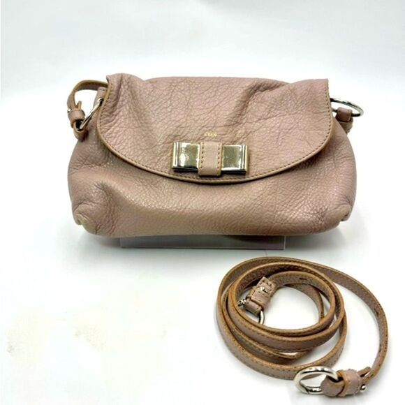 Authentic Chloe Mini Taupe Leather 2way Lily Bow Handbag Neutrals - Picture 10 of 12